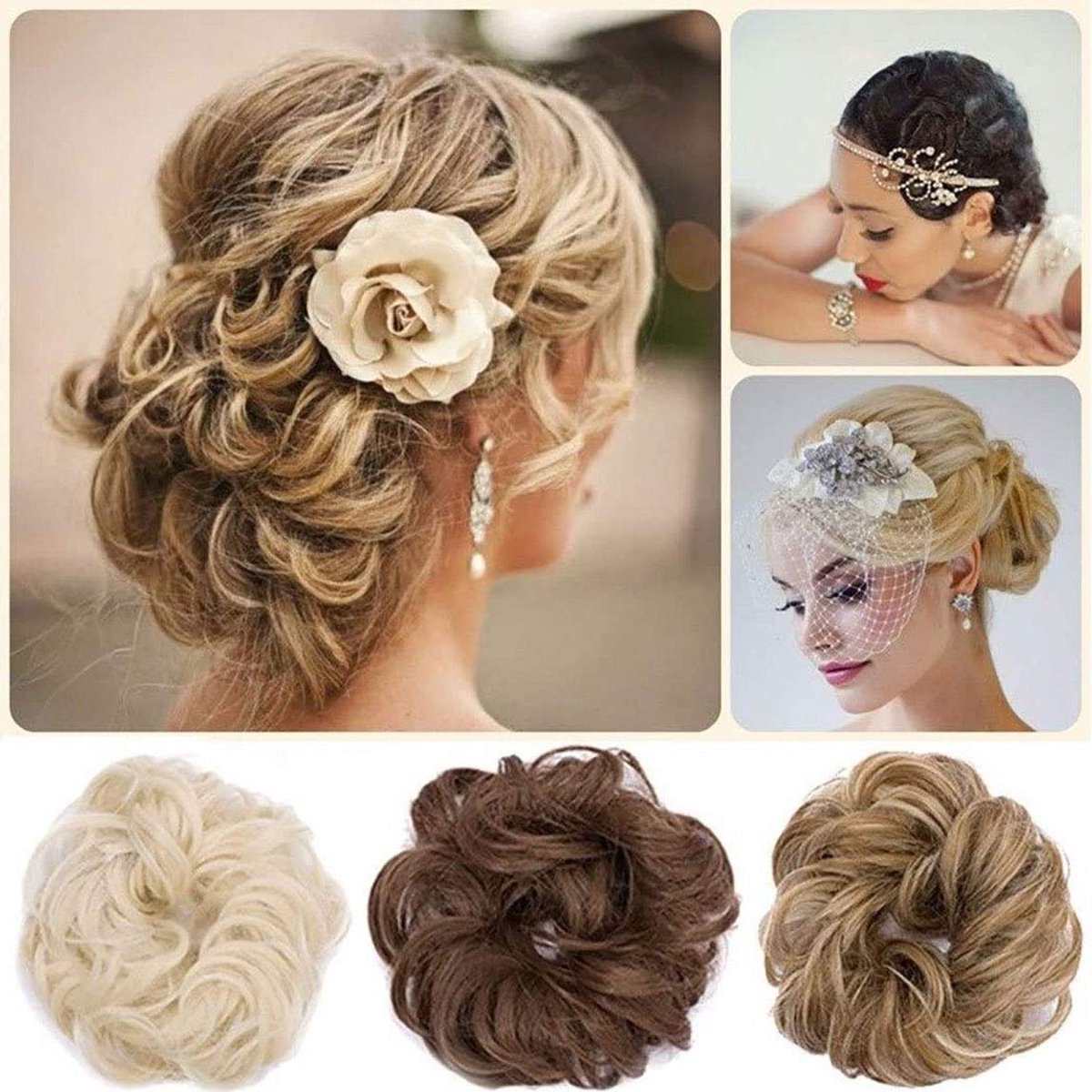 Scrunchie Bun Opgestoken Haarstukje Haar Lint Paardenstaart Extensions Golvend Krullend Messy Haar Bun Donut Chignon Pruik Natuurlijke Bruin