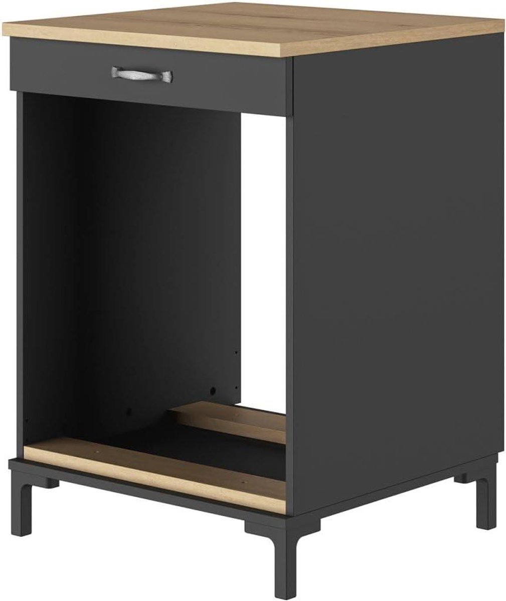 Ovenkast - Keukenkast - Keuken Organisatie - Helvezia Oak Design - 60 x 60 x 86 cm - Zwart