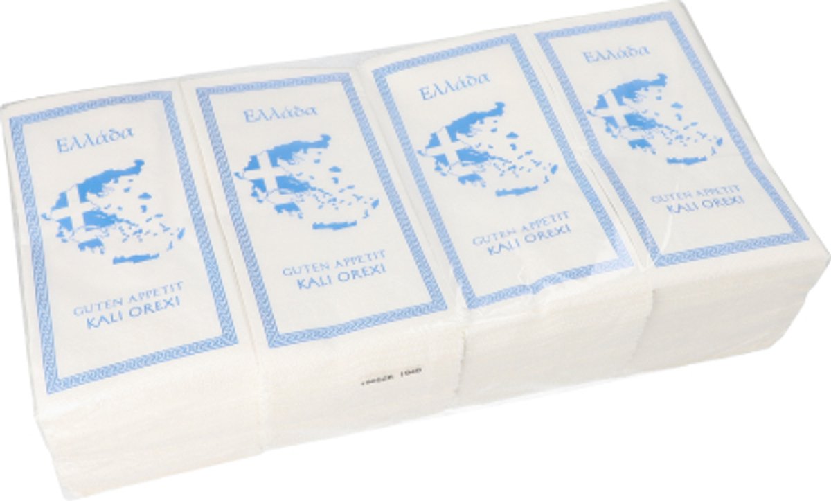 8x 250 Servetten 2-laags 1/8 vouw 40 cm x 40 cm wit Greece