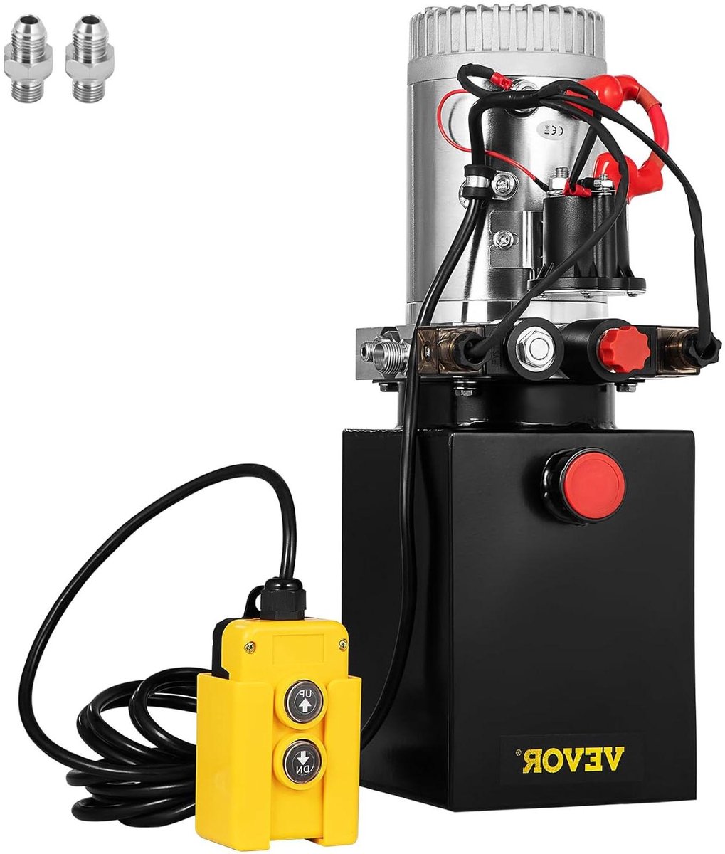 Hydraulische pomp - Dubbele actie - Hefwerkzaamheden uitvoeren - Stalen tank - 4 liter - Zwart zilver rood