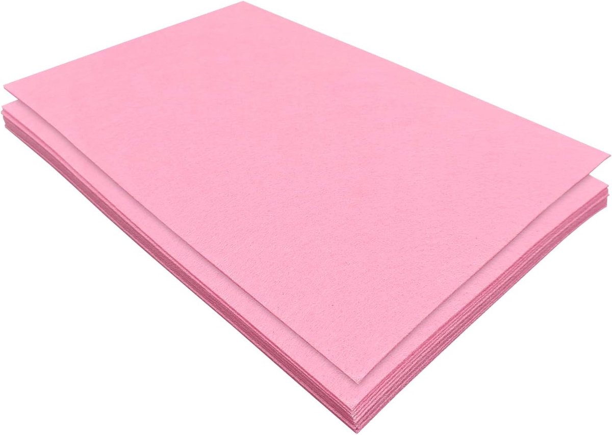 Stijve vilten vellen, 11 stuks viltstof, 17,78 × 28,7 cm kleurige stoffen vierkanten voor knutselen, knutselmateriaal voor naaien (roze)