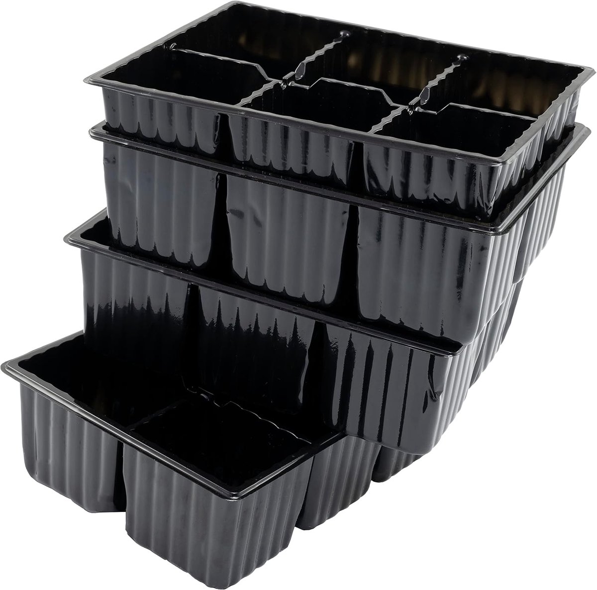 - C63572 - Set van 4 kweekplaten/zaaikisten x 6 zaadbekers 17,5 x 13,5 x 5,5 cm herbruikbaar - voor tuinieren, planten, kiemen, groenten, pikken potten - van kunststof