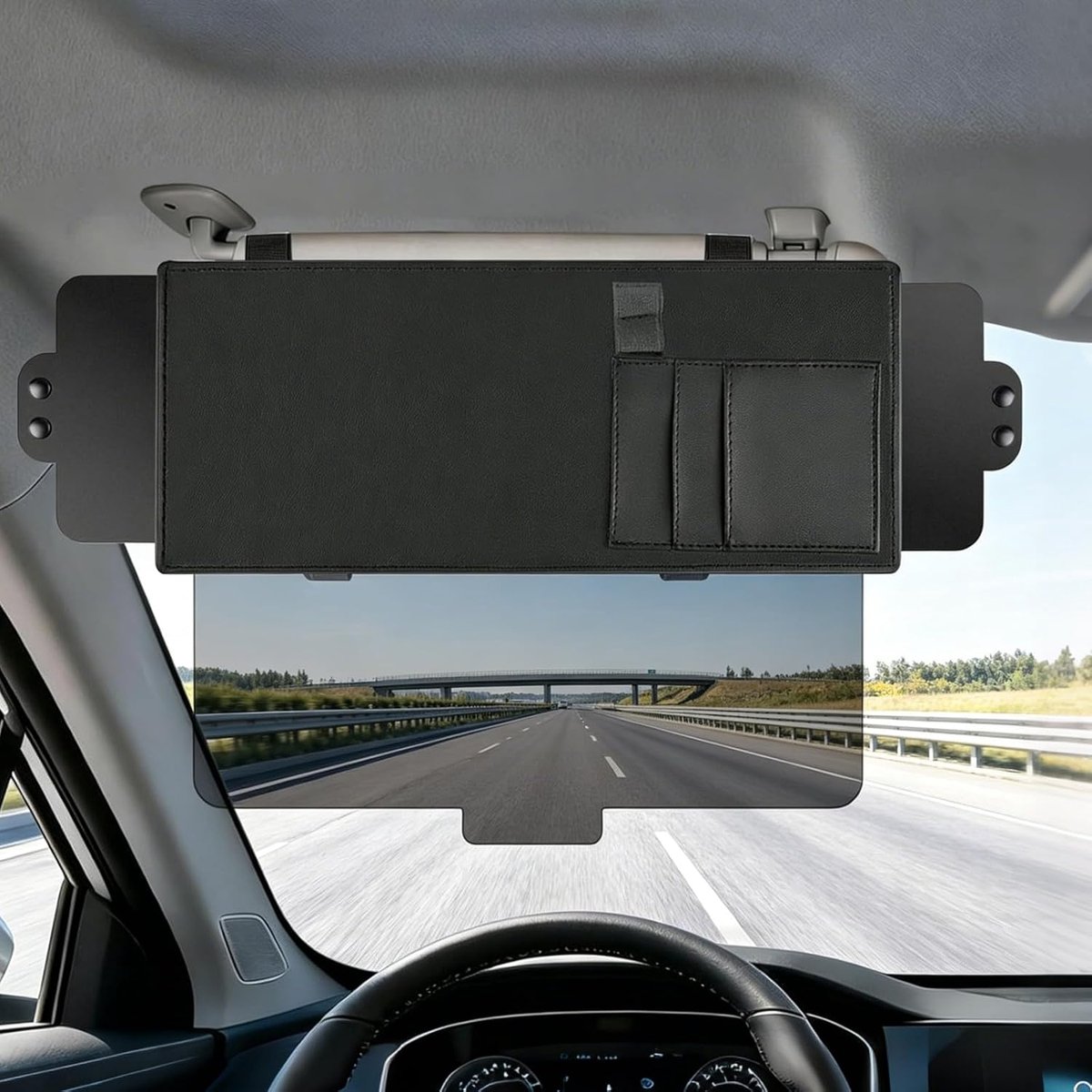Zonneklep voor de auto, verlenging, gepolariseerde bescherming tegen verblinding | Universele zonneklep voorruit. Perfect zicht overdag en 's nachts. Ook ideaal als zonneklep voor