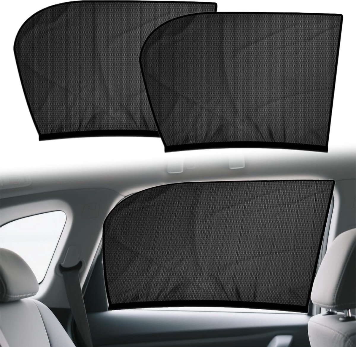 2 stuks zonwering voor auto, baby, rekbaar, ademend, voor zonwering, universeel autozonwering, elastisch net, voor kinderen, volwassenen, huisdieren, voor de meeste SUV's