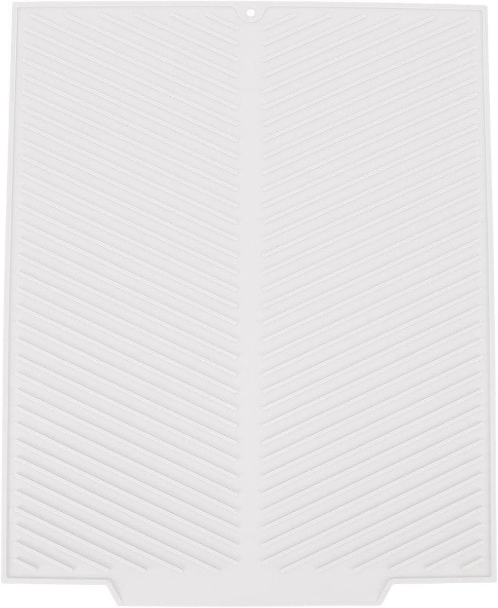 Afdruiprekmat, Antislip Siliconen Schoteldroogmat Flume Drain Board Afdruipmat voor Keukenwerkblad Tafelbladaccessoires (WHITE)