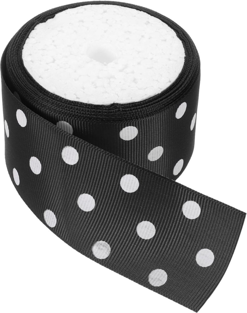 Linten, 1,5 m, 2,5 m, zwart met witte stippen, linten, decoratie, strik voor kunsthandwerk, geschenkverpakking, bruiloft, doe-het-zelf