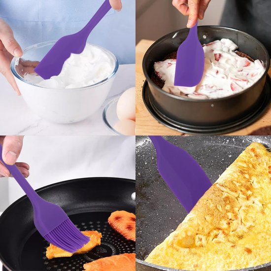 Spatels - Hittebestendig Met Roestvrij Stalen Kern - Keukengerei Anti-aanbak voor Koken, Bakken en Mixen - Puur Donkerpaars — afbeelding 4