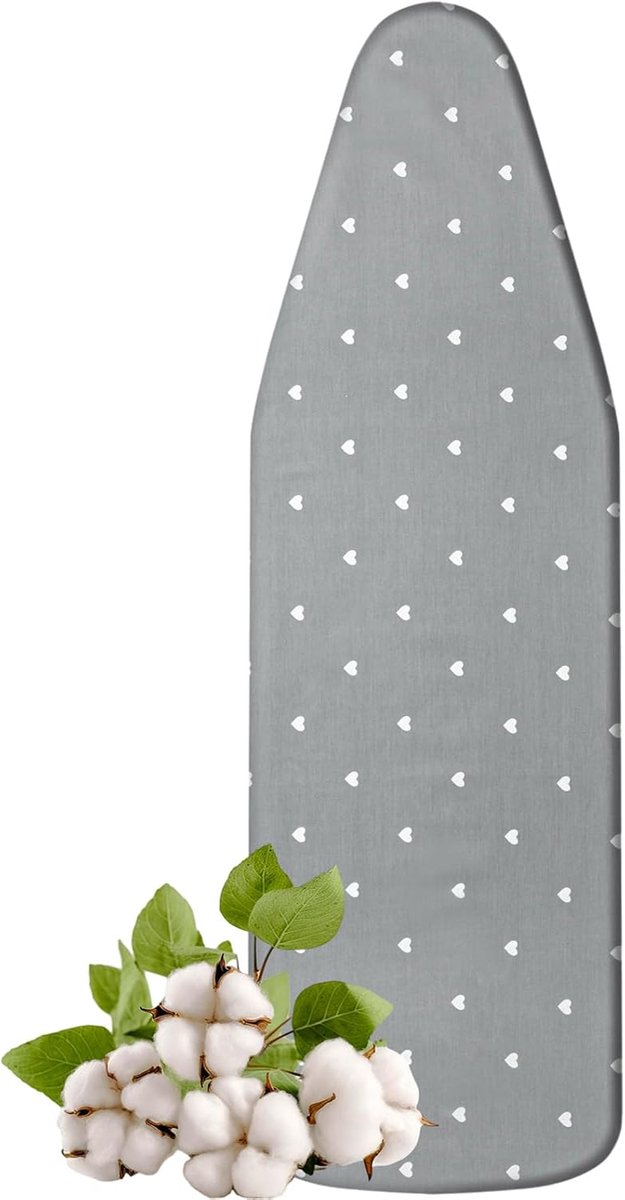 Strijkplankhoes met dikke vulling, 148 x 55 cm, strijkplankovertrek van katoen, elastiek rondom, sneller met thermoreflectie, 3 maten, ideaal voor stoomstrijkijzerstations