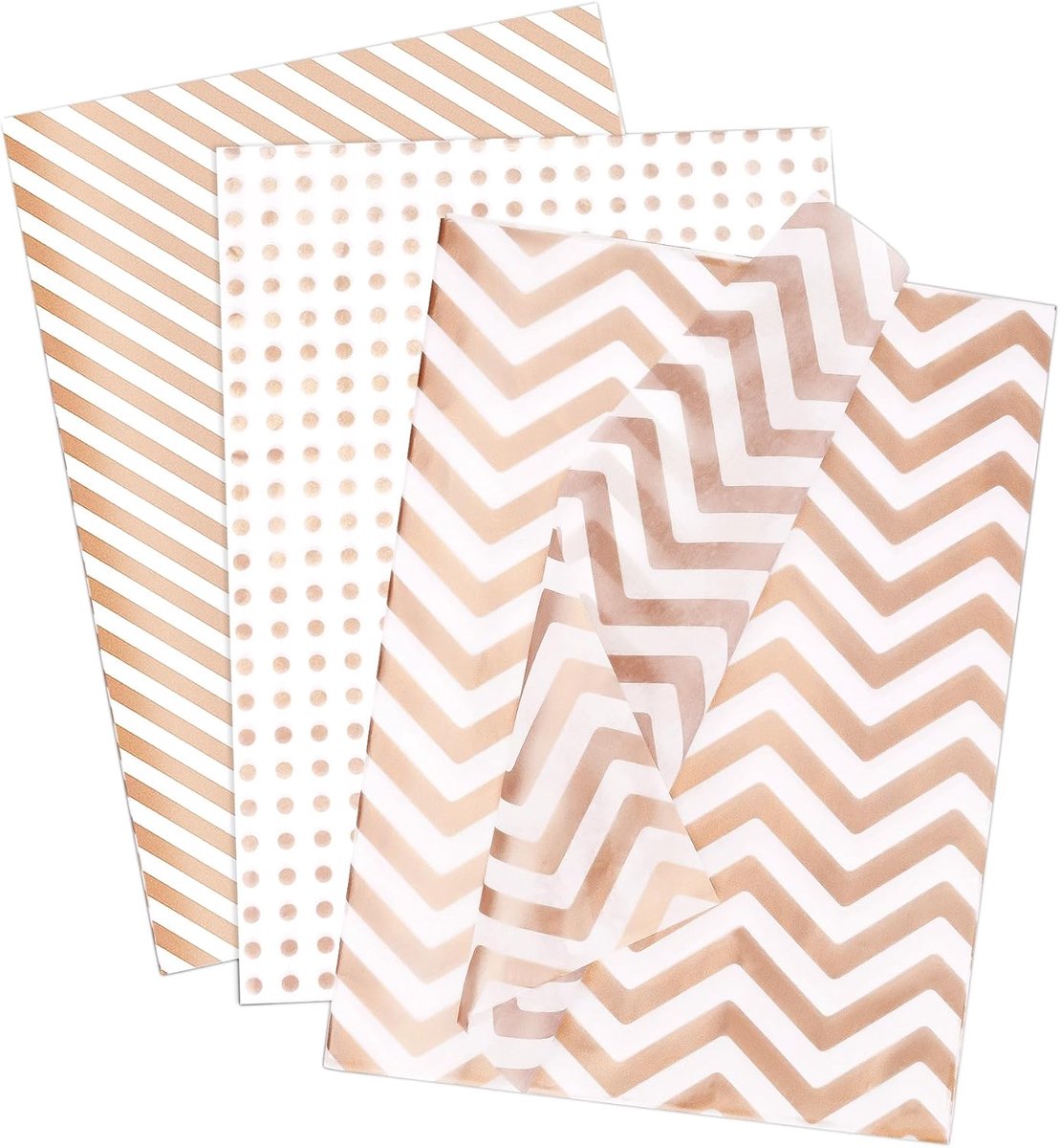 Zijdepapier, 30 vellen, zijdepapier, roségoud, metallic, voor geschenkzakjes, geschenkverpakking met golven en glanzende strepen, voor verjaardag, bruiloft, Kerstmis, Valentijnsdag, 50 x 35