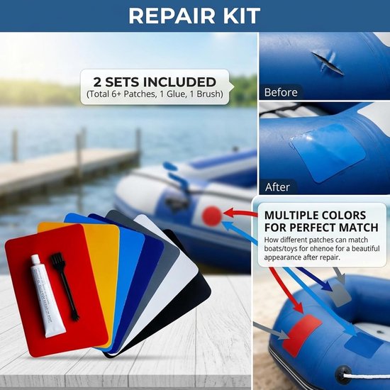 Opblaasbare reparatieset - PVC reparatie - Lekkages dichten - Sterke lijm - 30 ml - Meerkleurig — afbeelding 5