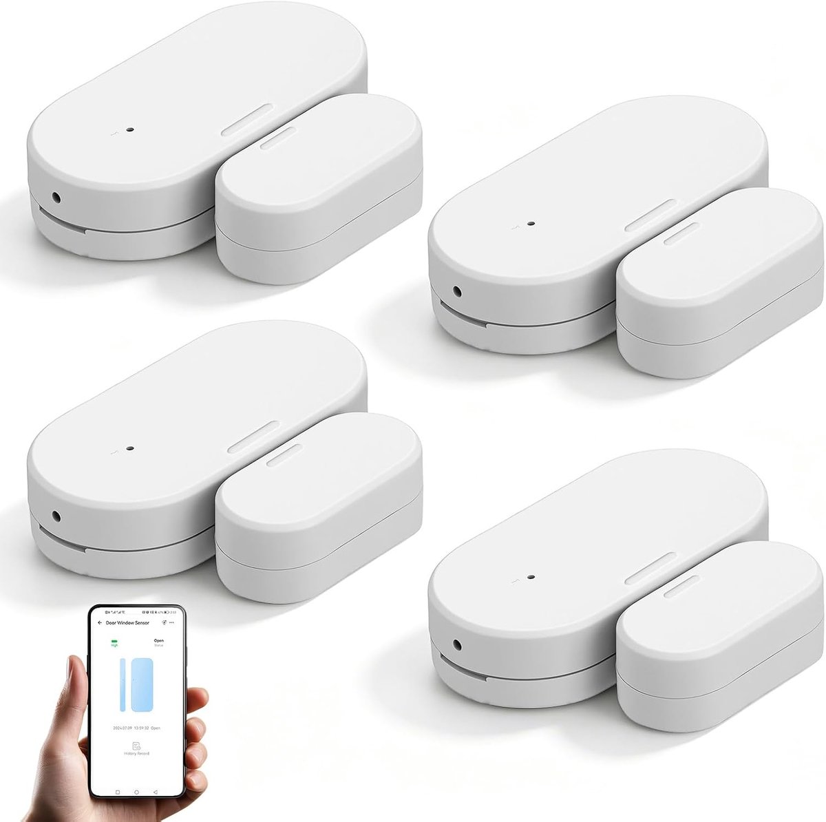 SnelShoppen - Zigbee Deur-Raamcontactsensor, Draadloos Deuralarm voor Inbraakbeveiliging, Compatibel met Alexa Google Home Tuya, Eenvoudige Kleefmonta