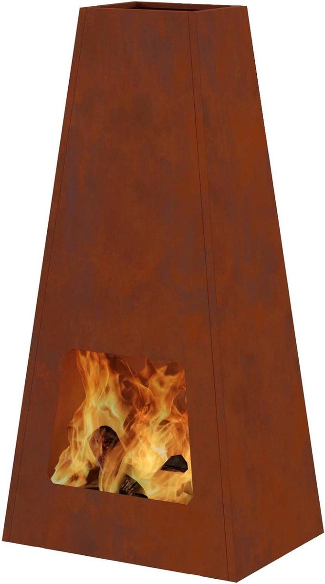 Buitenhaard - Vuurplaats - Terras Verwarmen - Weerbestendig Cortenstaal - 50x35x100cm - Bruin