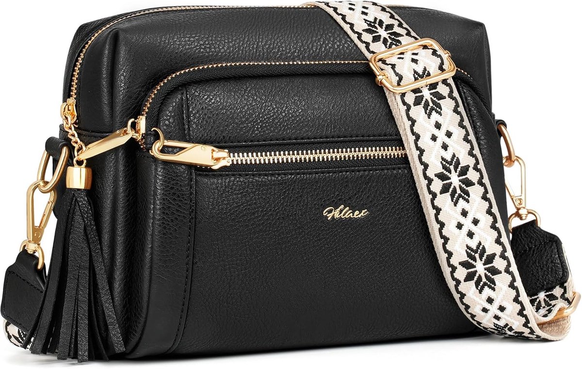 SnelShoppen - Schoudertas Dames Anti-Diefstal, Medium Handtas met 4 Vakken, Verstelbare en Afneembare Brede Riem voor Dagelijks Gebruik