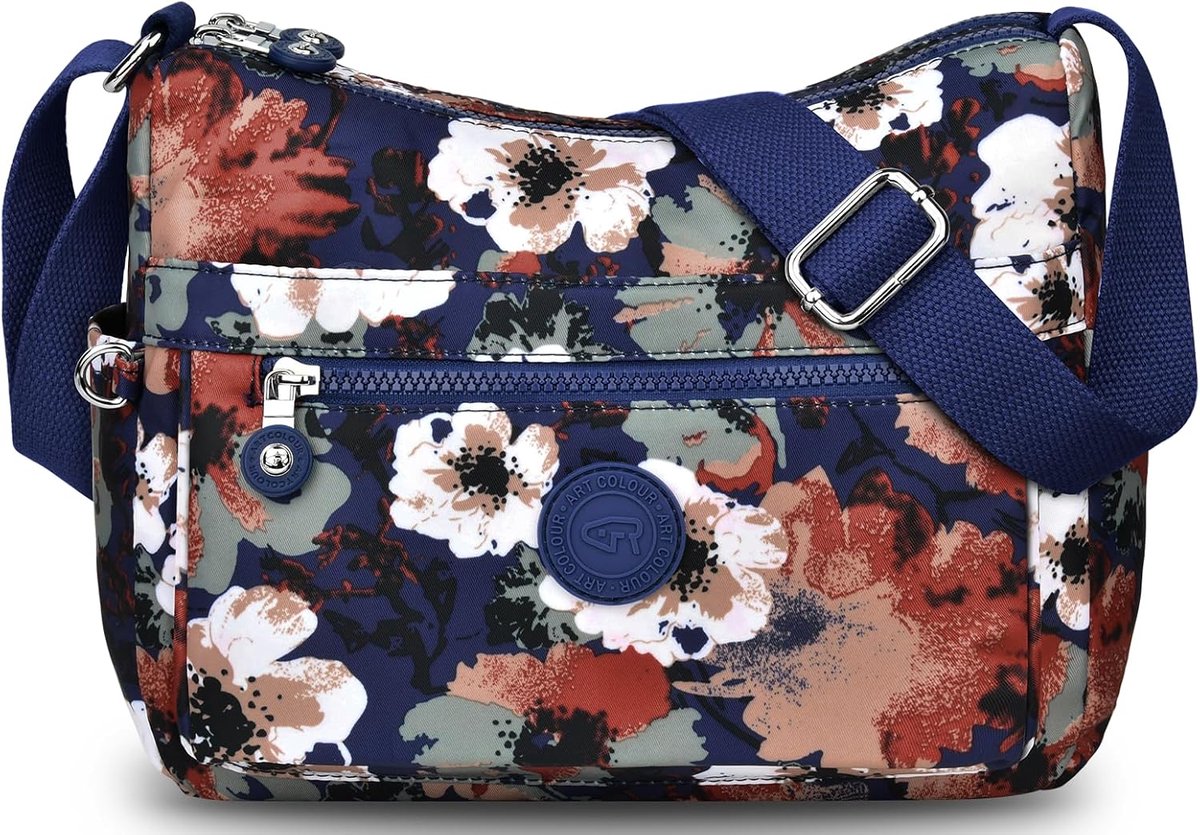SnelShoppen - Schoudertas Dames Middelgroot Waterdicht Nylon Crossbody Tas met Vele Vakken, Lichte Verstelbare Schoudertas voor Vrije Tijd, Winkelen e