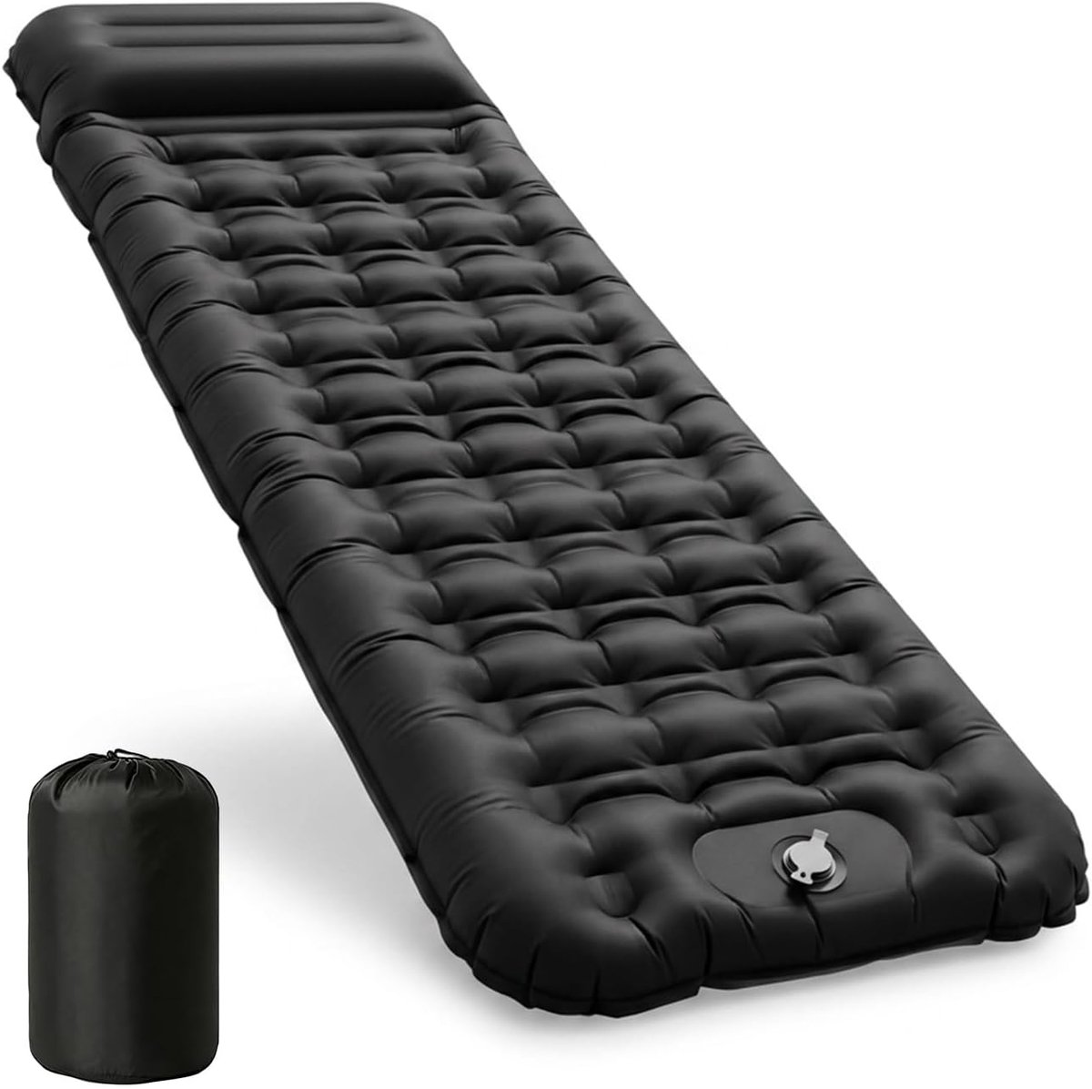 SnelShoppen - Opblaasbare slaapmat camping met voetpomp en hoofdkussen, 12 cm dik, comfortabel en ultralicht, klein pakformaat, koppelbaar, ideaal voo