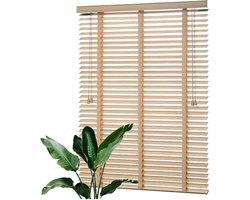 Houten Jaloezieën - Raambekleding Blinds - Privacy Instellen - Natuurlijk Lindehout - 55x120cm - Zwart