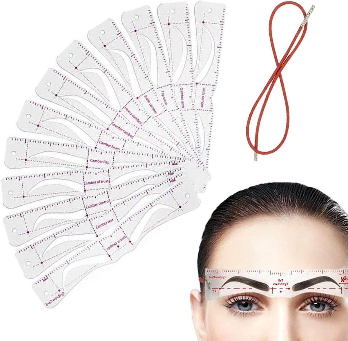 Wenkbrauw Sjablonen - Make-up Tool - Vormgeven Wenkbrauwen - 12 Stuks Herbruikbaar - 18x3 cm - Transparant
