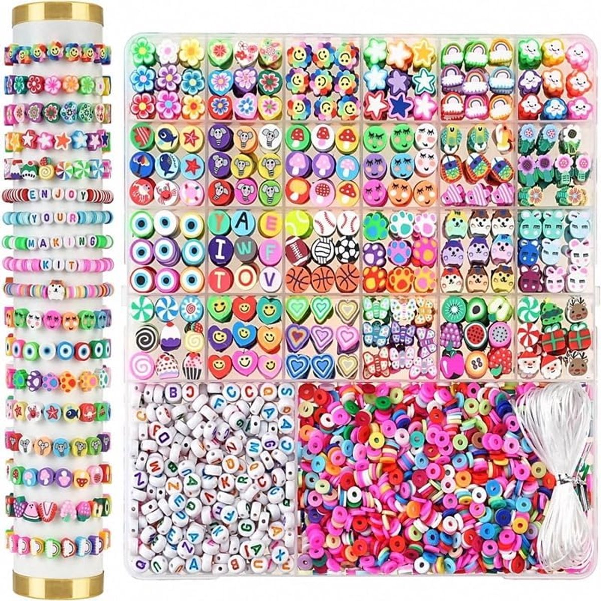 Kralen voor armbanden, 26 kleuren set knutselset kinderen, keramische kralen 3 mm om te rijgen, polymeerklei kralen, armbanden zelf maken voor doe-het-zelf sieraden, halskettingen