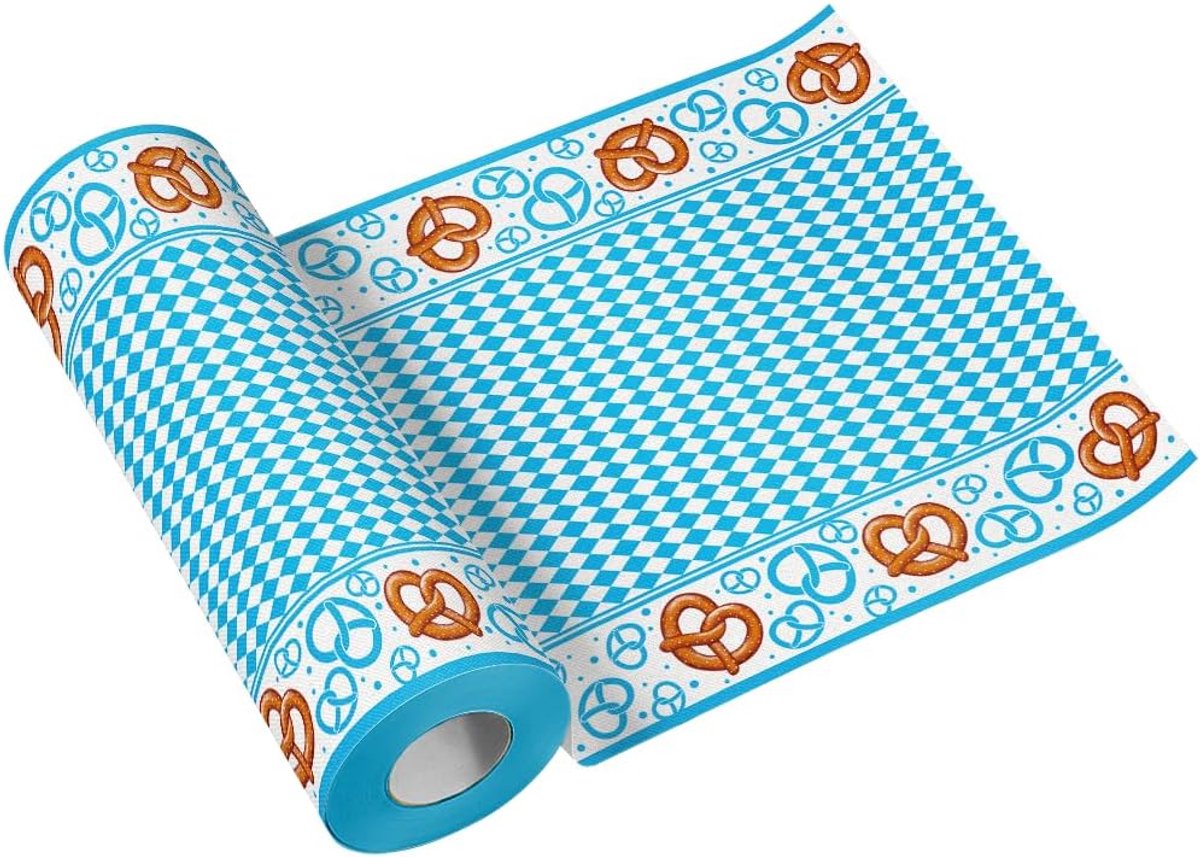 - Tafelloper van Airlaid (40 cm x 24 m) | Beiers blauw tafelloper voor Oktoberfest | Ideaal als tafeldecoratie voor feesten in de stijl van het Oktoberfest | Kleur: Bavarian Brezel