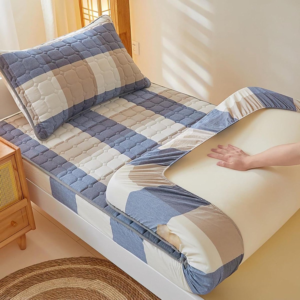 Japanse Futon Matras - Vloermatras Dik Pluizig - Ruimtebesparend Slapen - Opvouwbaar Ontwerp - 120 x 200 cm - Donkerblauw