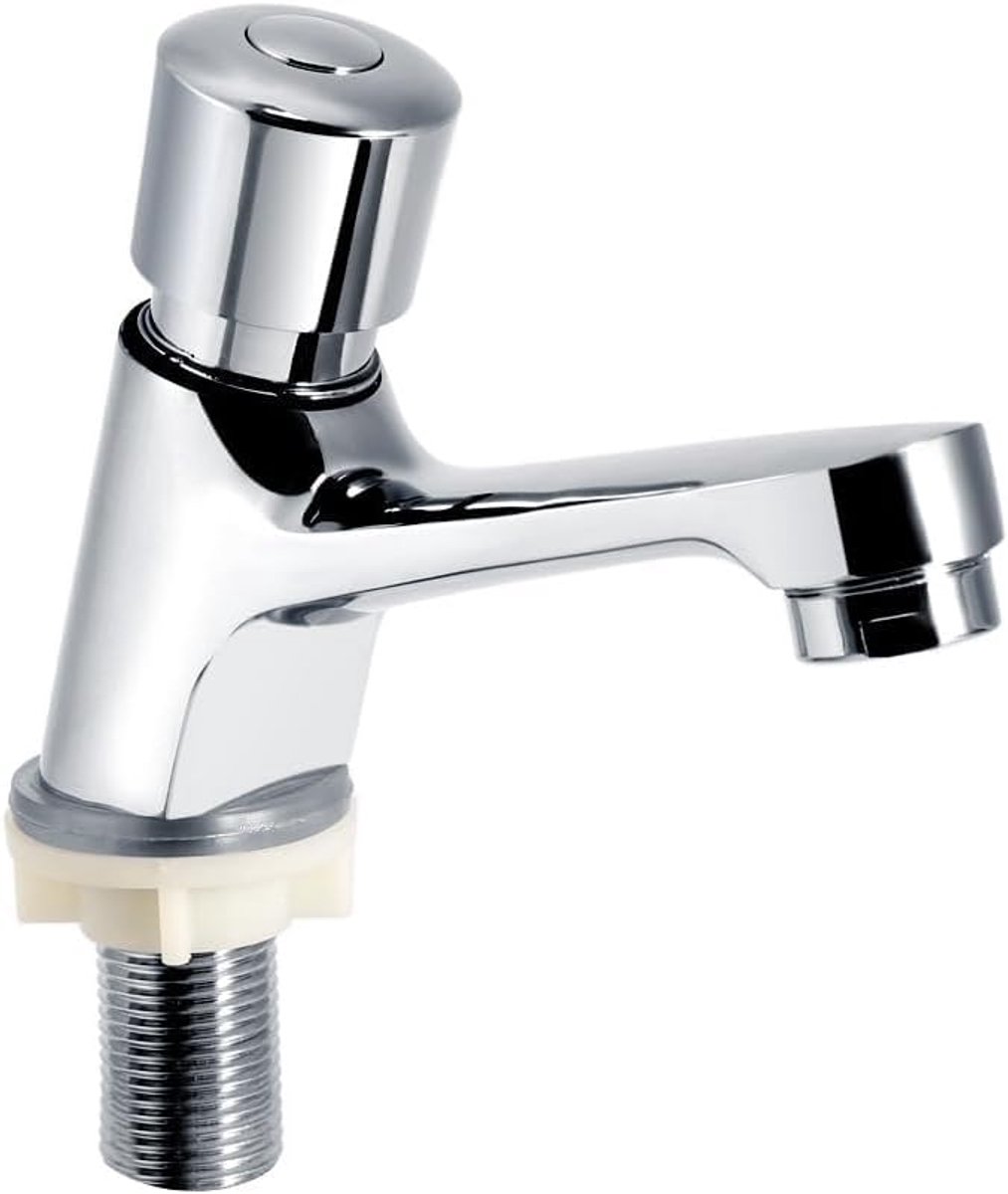 Kraan met tijdvertraging van 4-6 seconden, waterkraan met zelfsluitende schroefdraad G1/2 kraan met tijdvertraging verchroomd voor openbare keuken badkamer