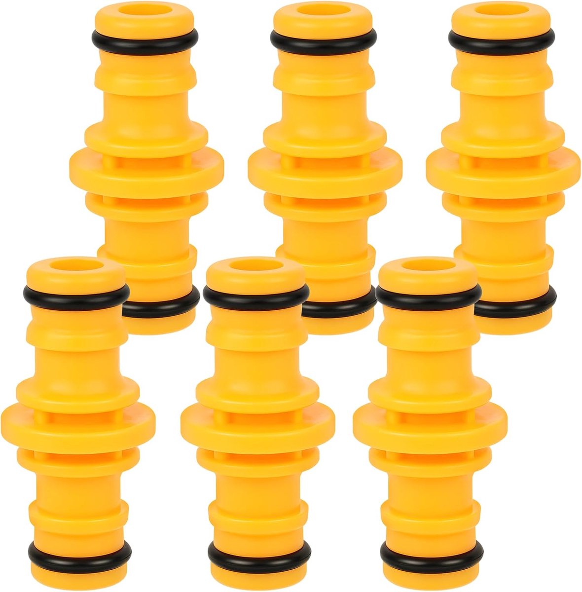 6 stuks slangverbinders voor het verbinden van 2 slangen, 1/2 inch (1,27 cm), kunststof, snelkoppeling, dubbele connector voor irrigatieslang, snel en eenvoudig voor tuinslangen | Tuinslangaansluiting 1/2 inch kunststof voor autowassen, irrigatie