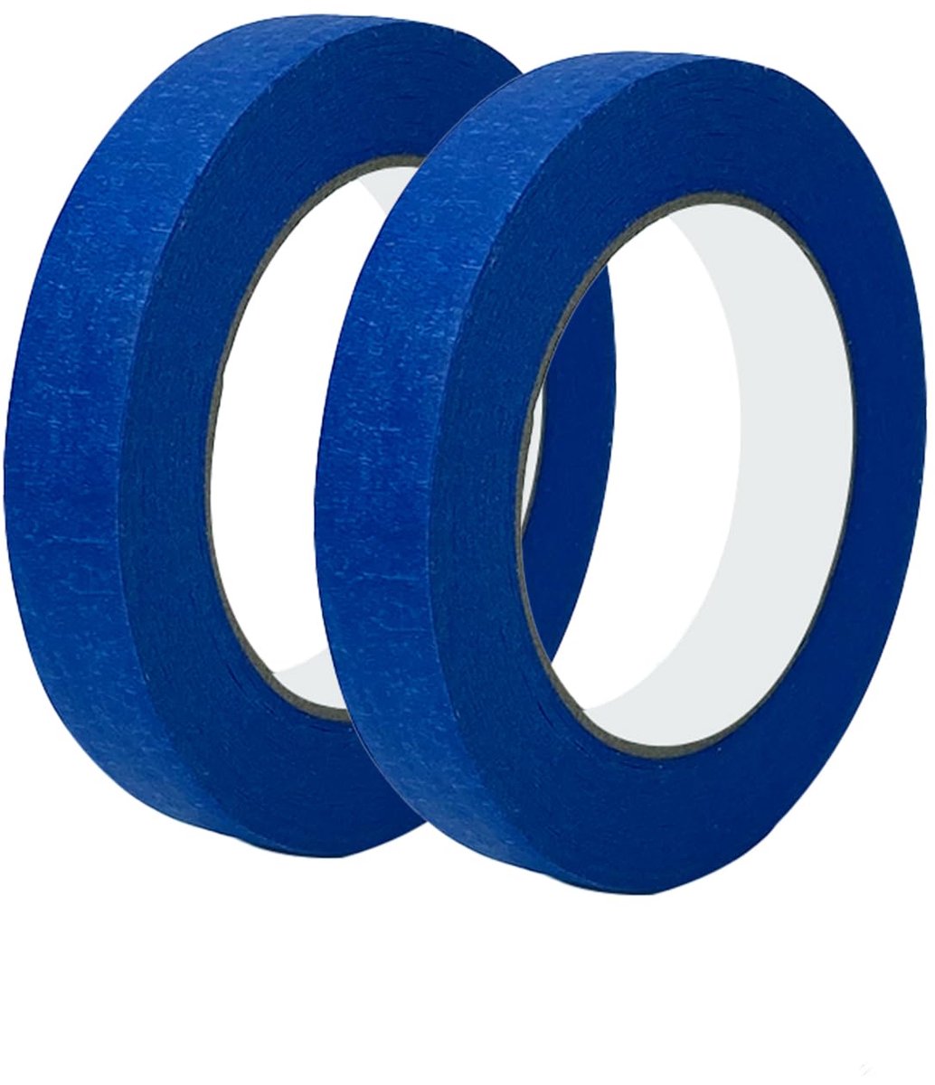 2 Rollen Afplakband Schilderen, 10 mm x 50 m Masking Tape, Schilderstape, Maskeertape, voor Schilderwerk, Renovaties, Knutselwerk, Blauw