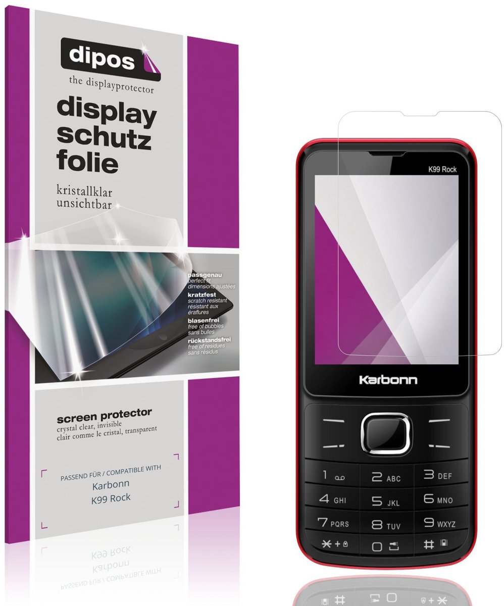 dipos – 4x Beschermfolie geschikt voor Karbonn K99 Rock | Krasbestendige & heldere Screenprotector Ultra-Thin