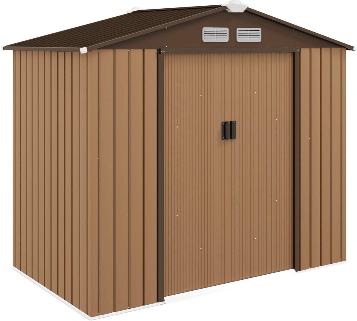 Stalen Tuinschuur met Schuifdeuren - Weerbestendig - 213 x 130 x 185 cm - Bruin