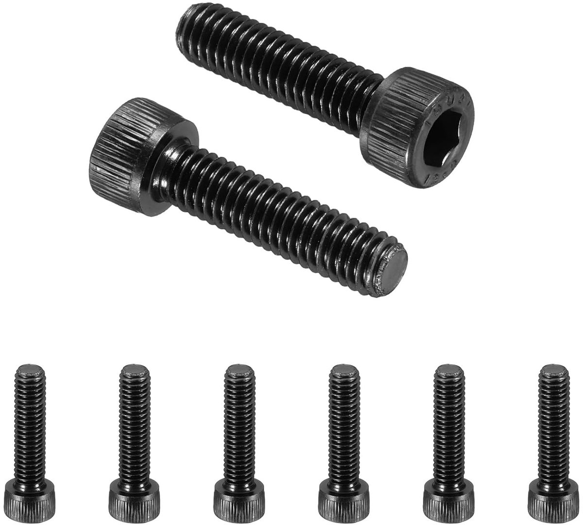 25 stuks binnenzeskant-cilinderkopschroeven, M6 x 25 mm, 12,9 sterkte, koolstofstaal, cilinderschroevenset, volledige schroefdraad, zwarte schroevenset voor installatie, bevestiging, reparatie