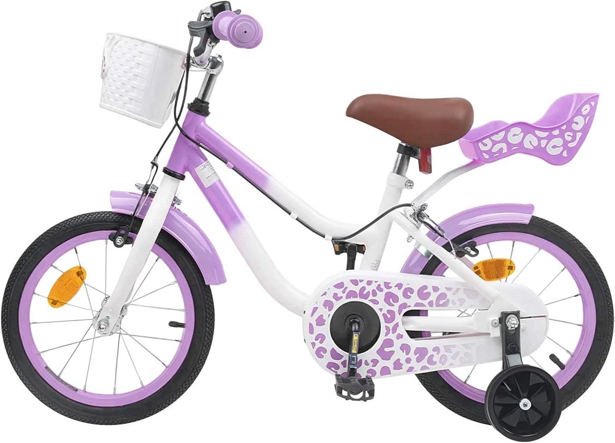Kinderfiets Met Zijwieltjes sfiets sfiets Leren Fietsen Verstelbare Handvatten 16 Inch Paars
