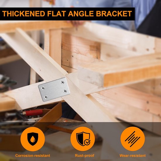 22 Stuks 60x38 mm Zilveren Rvs Verbindingsplaten - Ideaal Voor Wandplaathangers, Dwarssteunen, Terrasschroeven En Hekpaalreparatie — afbeelding 2