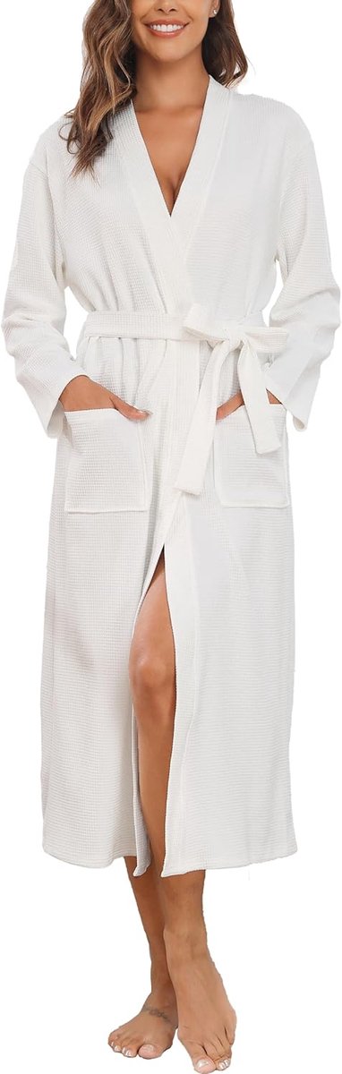 Badjas voor dames, wafeljas, volledige lengte, lichtgewicht, luxe badjassen, zachte loungewear, nachtkleding, spa en hotel voor het hele jaar, S-XXL
