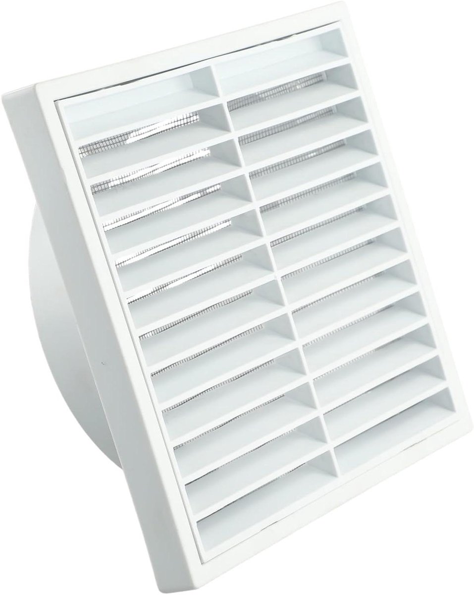 Luchtrooster Outlet - Ventilatie Deksel - Ventilatie Binnen - Stalen Gaas Bescherming - 150 mm - Wit
