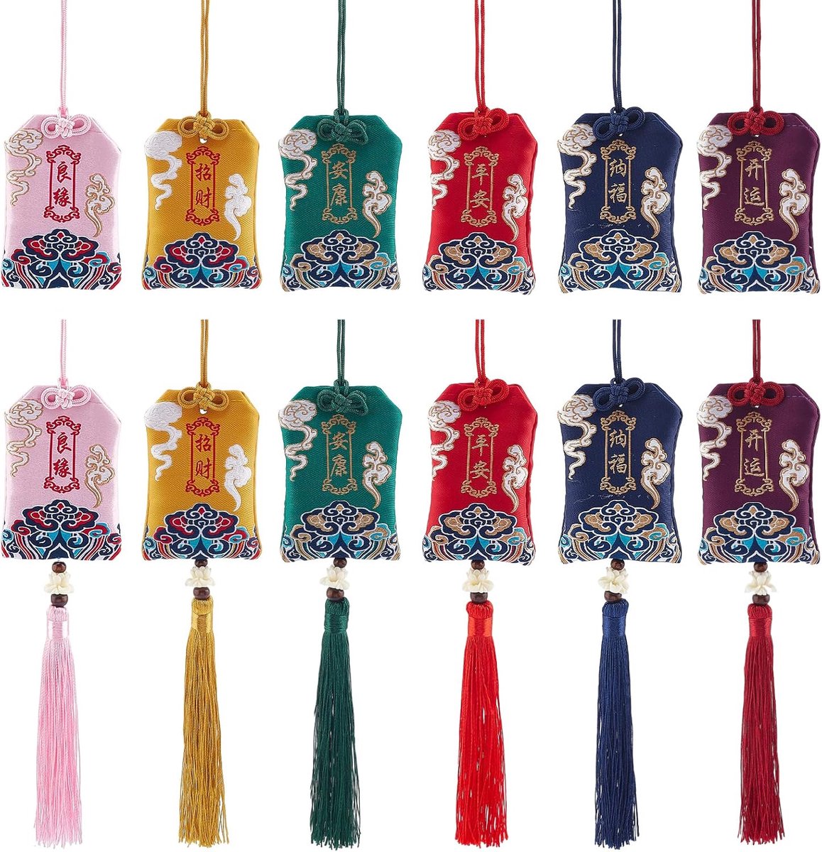 12 Stks Japanse Omamori Amulet Lucky Bag Zegen Tas Hanger Geluk Opknoping Sachet Charms voor Zegen Veiligheid Rijkdom Fortuin Liefde
