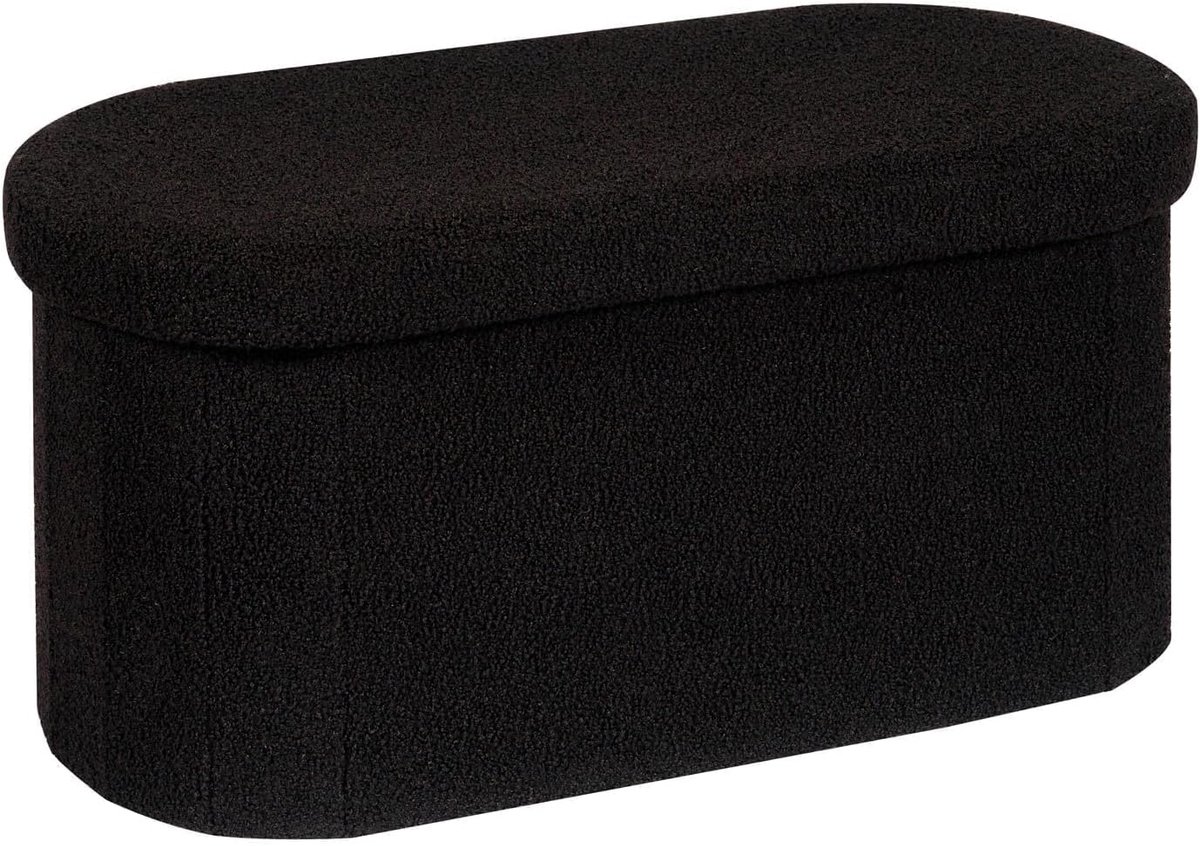 SnelShoppen - Bonlife Zitbank met Opbergruimte, Inklapbare Zitkist, Opbergdoos, Voetenbank, Zwart, 76 x 38 x 38 cm, Voor Slaapkamer, Woonkamer, Hal, M