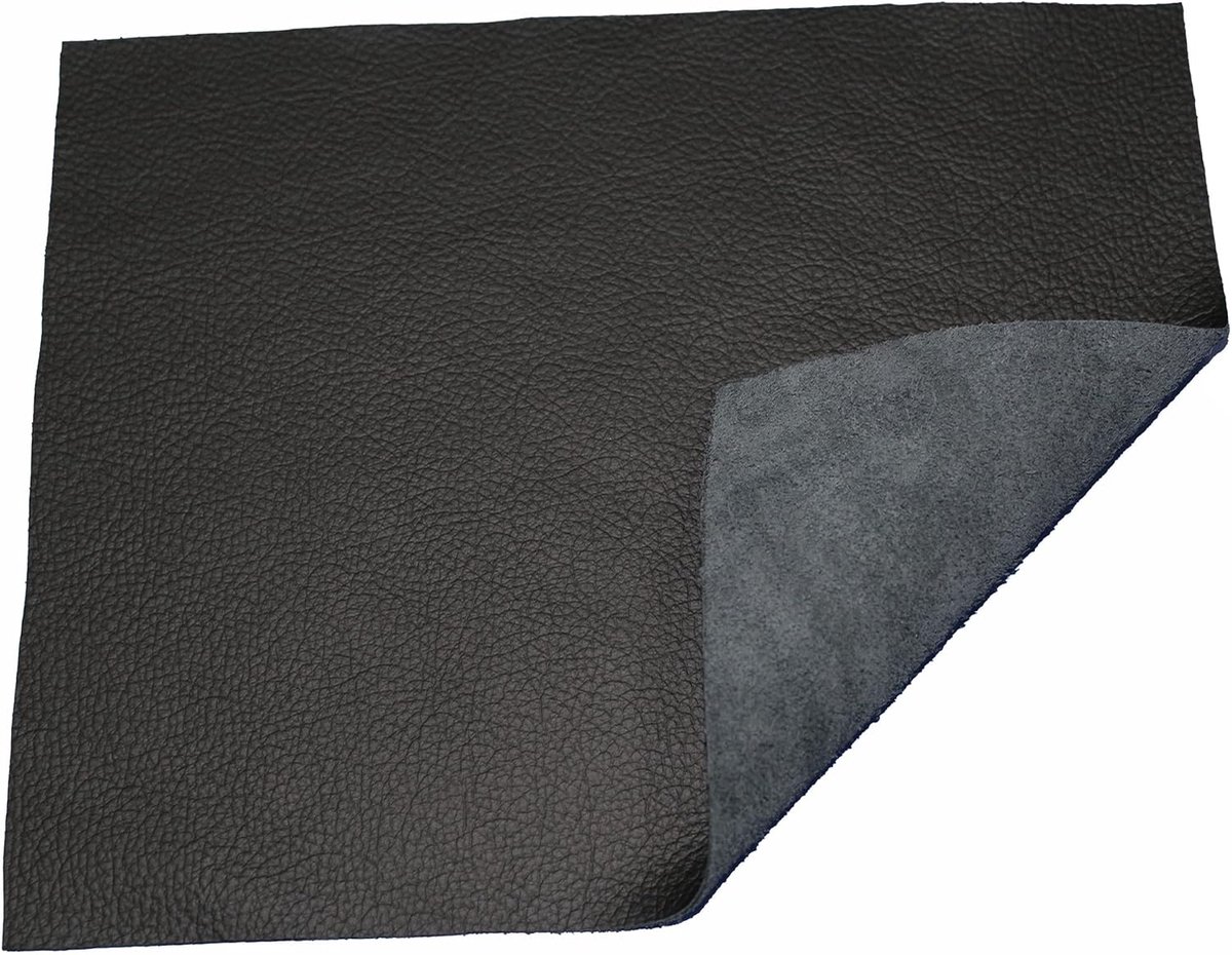 100% echt natuurlijk leer, regelmatige productie voor lederwaren en kleding, ideaal voor ambachtslieden, ontwerpers, ambachten, knutselen of leerprojecten (zwart, 40 cm x 25 cm)