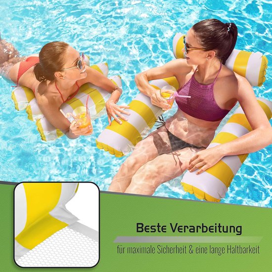 Luchtmatras Zwembad - Opblaasstoel Water - Water Ontspanning - 3-in-1 Design - Max 150kg - Geel — afbeelding 3