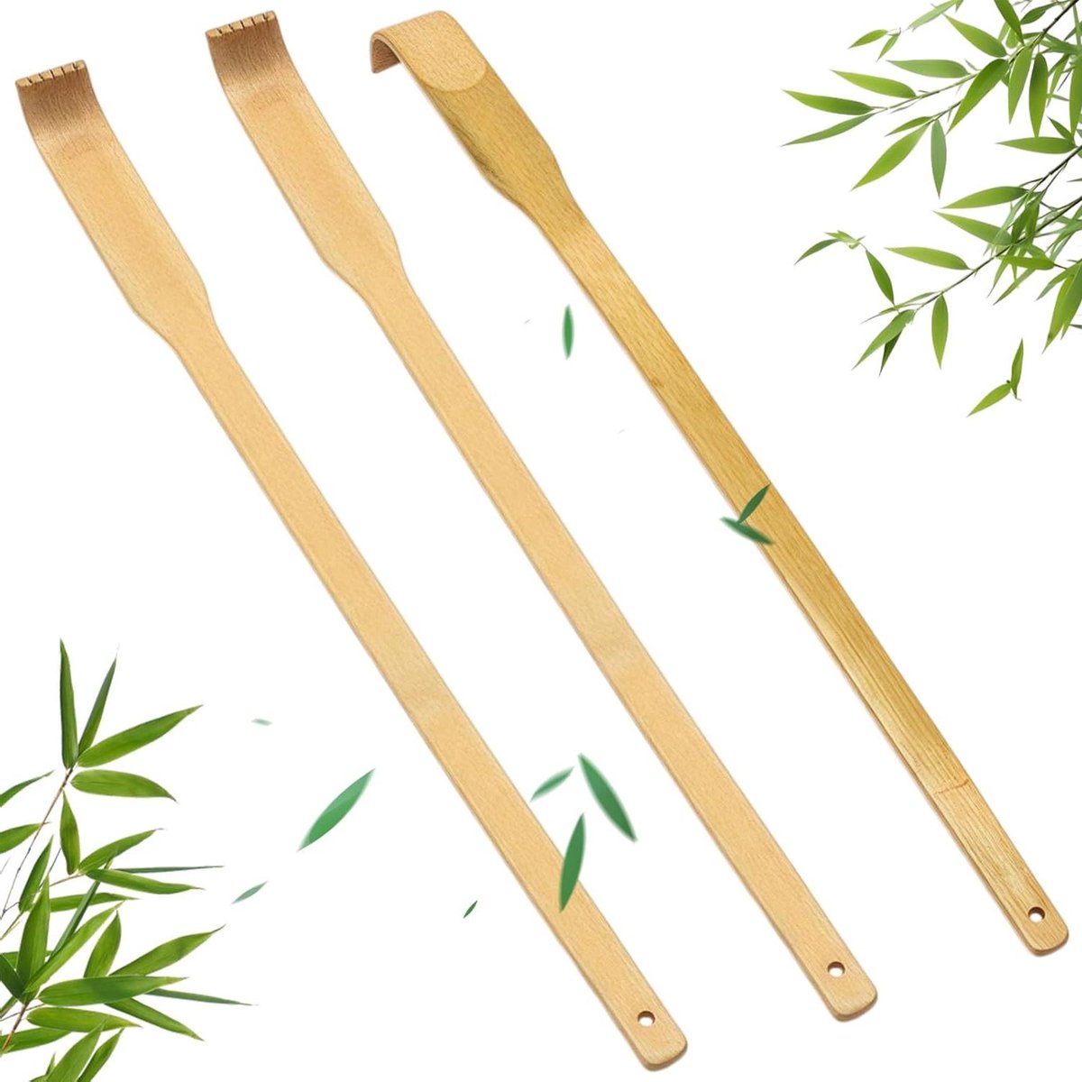 Rugkrabber set - Houten jeuker - Lichaam ontspannen - Natuurlijk bamboe - 3 stuks 415 cm - Houtkleur