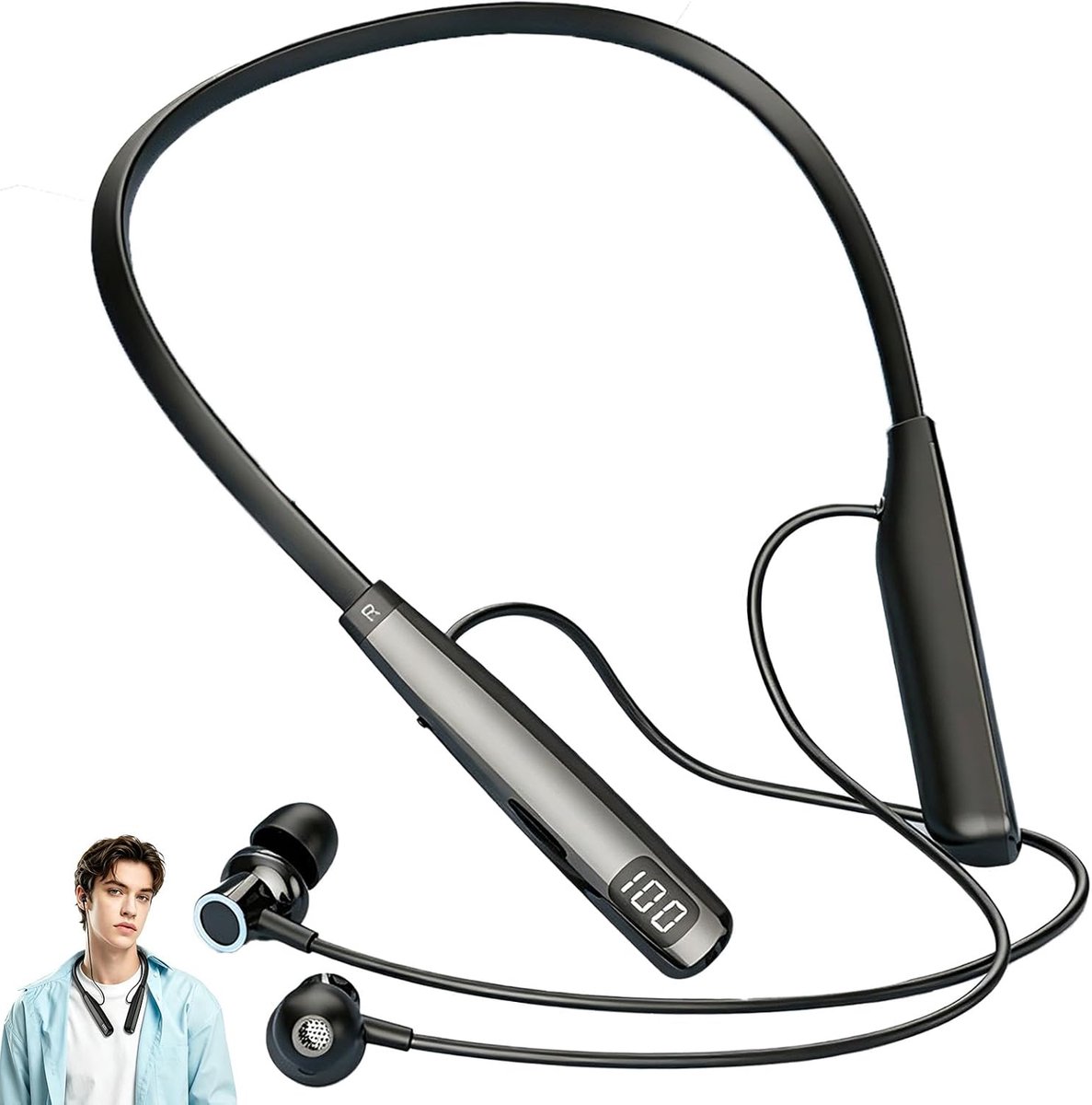 SnelShoppen - Nackenbügel Koptelefoon 5.4 Bluetooth met Microfoon/IPX6 Waterdicht/80 Uur | In Ear Bluetooth Sportkoptelefoon Waterdicht Magnetisch voo
