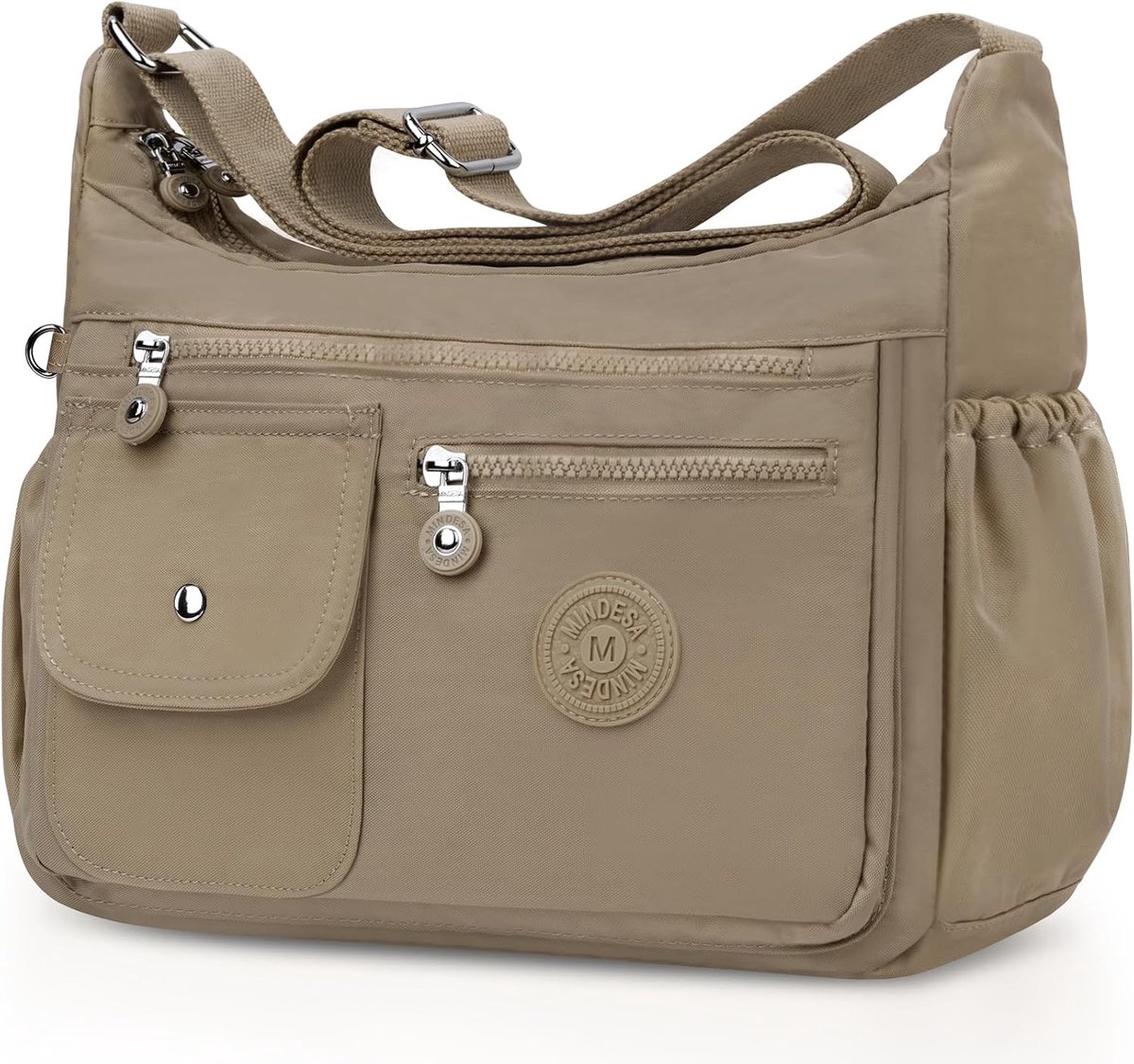 SnelShoppen - Grote Schoudertas voor Dames, Nylon, Waterdichte Crossbody Bag met Veel Vakken, Lichte Middelgrote Handtas, Verstelbare Messenger Bag vo