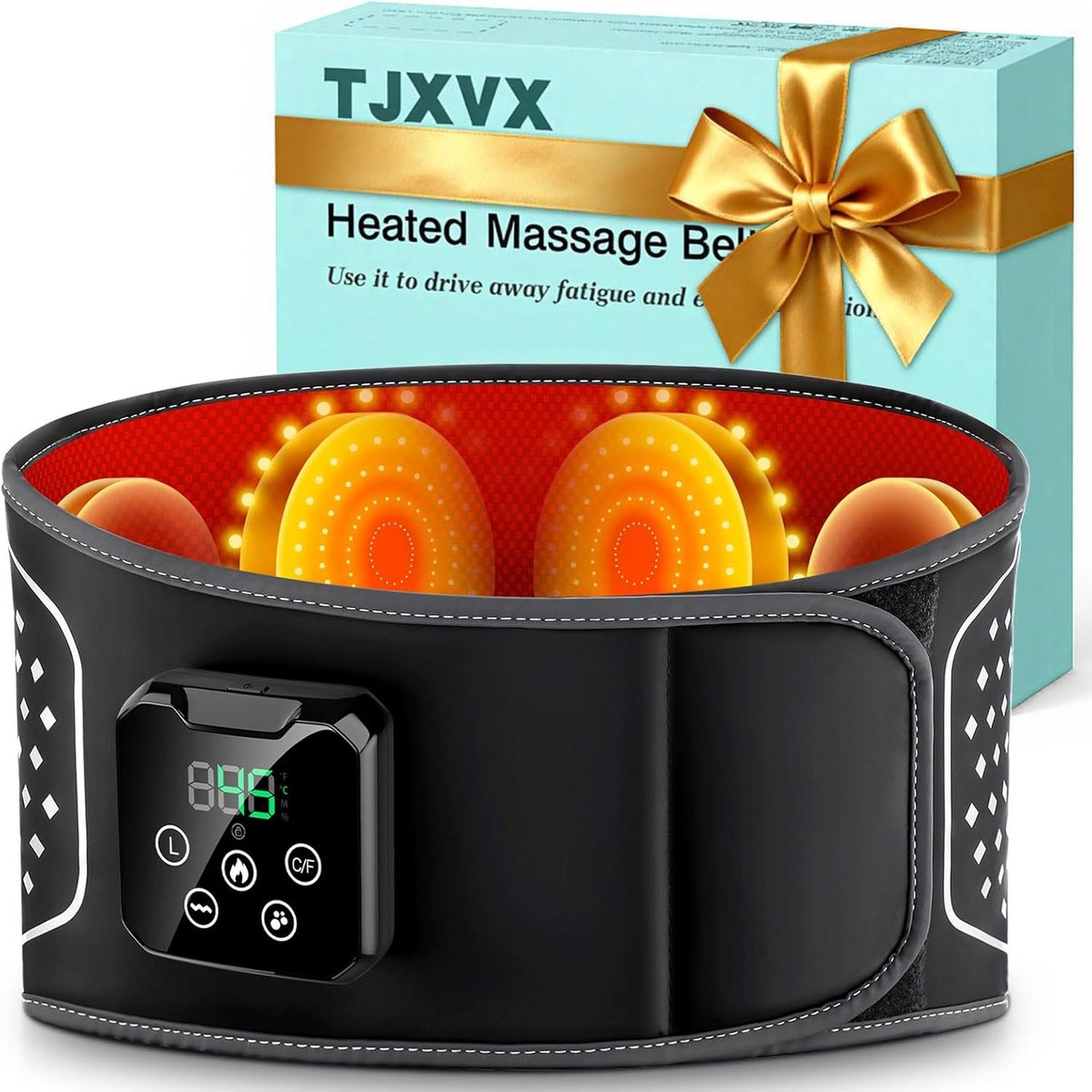 SnelShoppen - Kabelloser Massagegürtel voor de Rug met 3 Luchtdruk Massagemodi, 4 Warmtestanden, Draagbaar met 4000 mAh Accu, Perfect voor Lening van