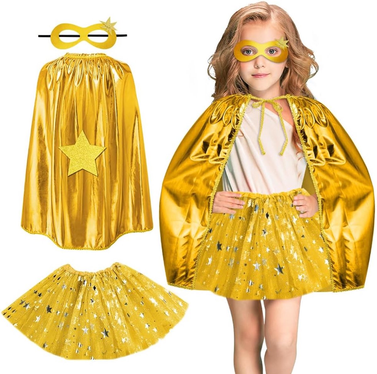 Kostuums Heroes Capes Kit, Kids Capes Cloak Dress Up Set met Masker Tutu Ballet Dans Rok, 3 Stks Meisjes Prinses Kostuums Capes voor Halloween Kerstmis Verjaardagsfeest