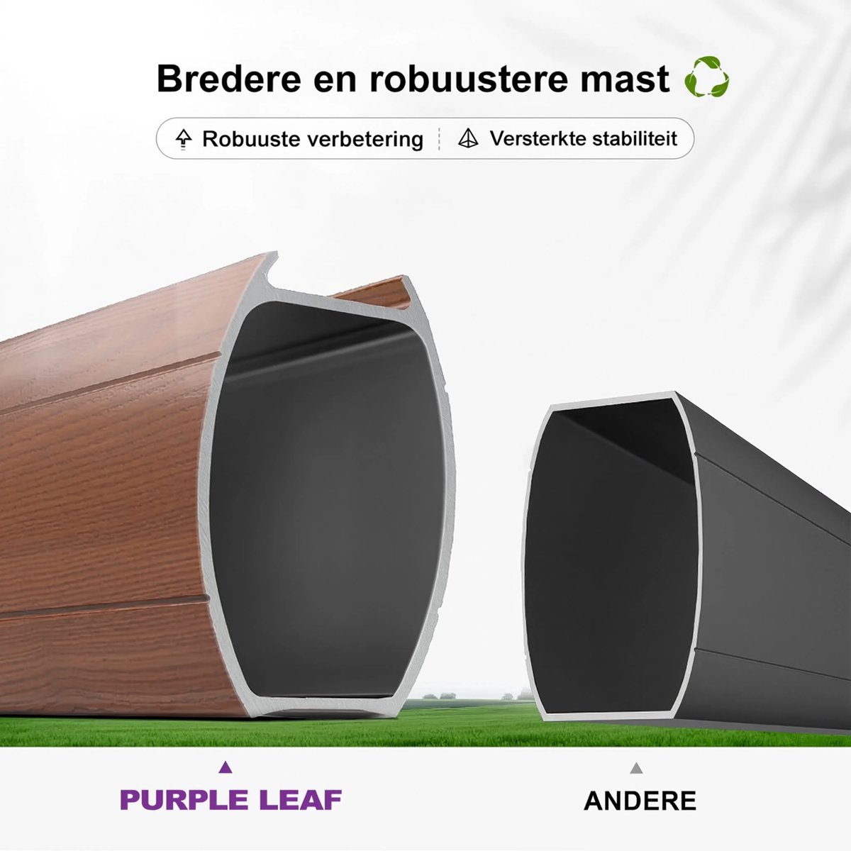 Purple Leaf Parasol déporté inclinable aspect bois 270x270 cm - Kaki
