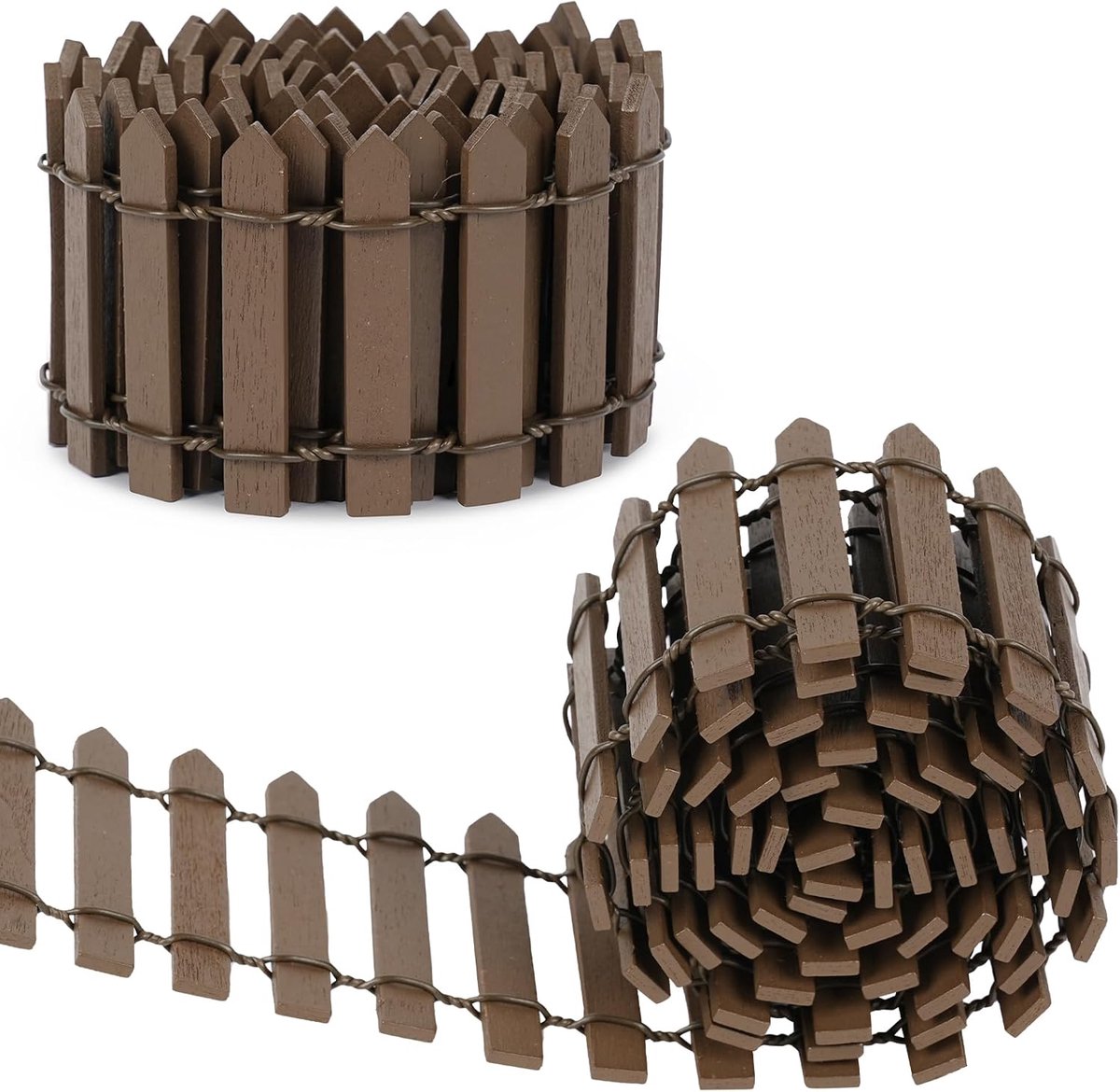 2 stuks houten hekken, tuinhek voor poppenhuis, miniatuur poppenhuis accessoires, decoratieve omheining in micro-landschap, cadeau speelgoed voor kinderen, koffie