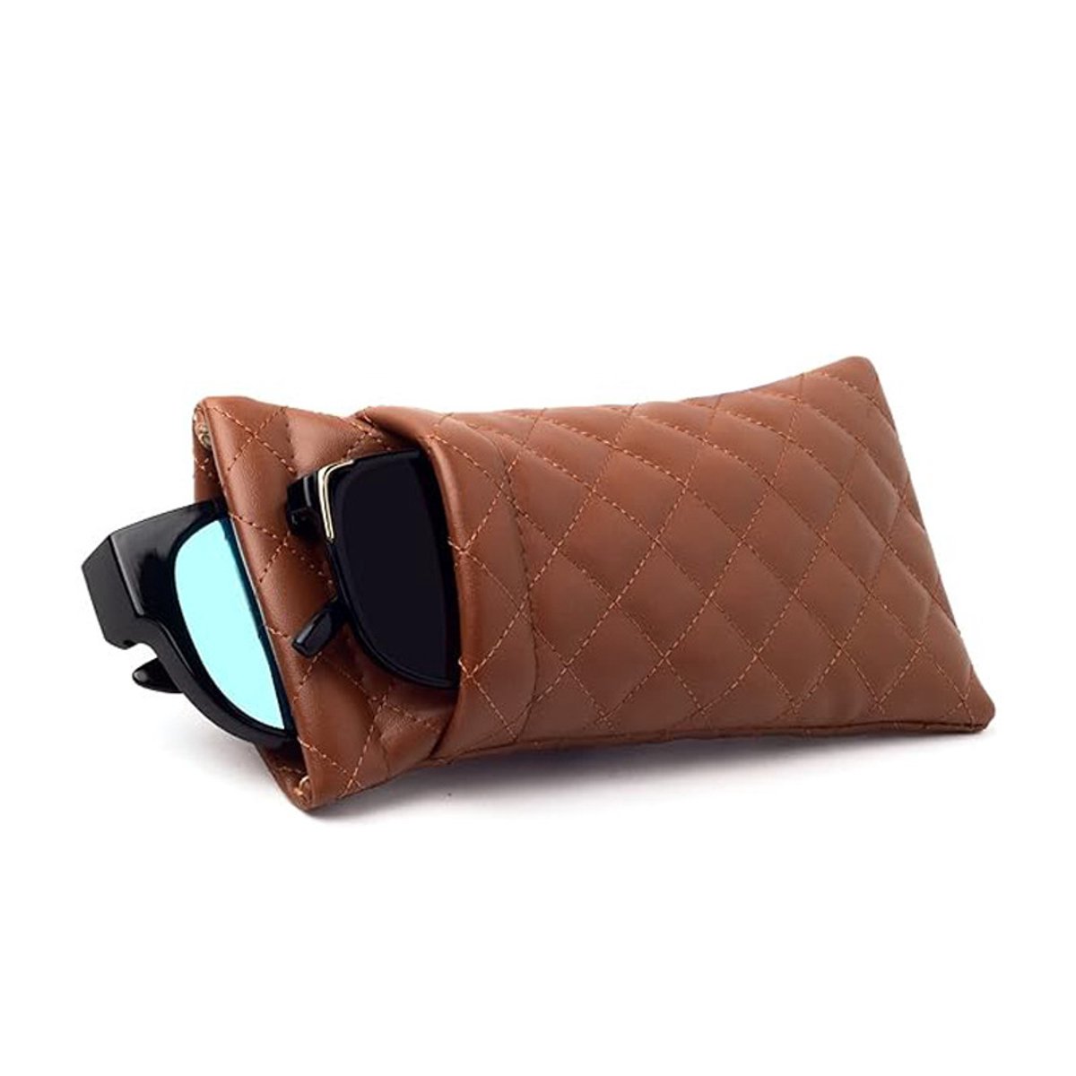 Zachte brillenkoker voor 2 zonnebrillen – Brillenetui met drukknoopsluiting – Zonnebrillenkoker voor dames en heren – Unisex