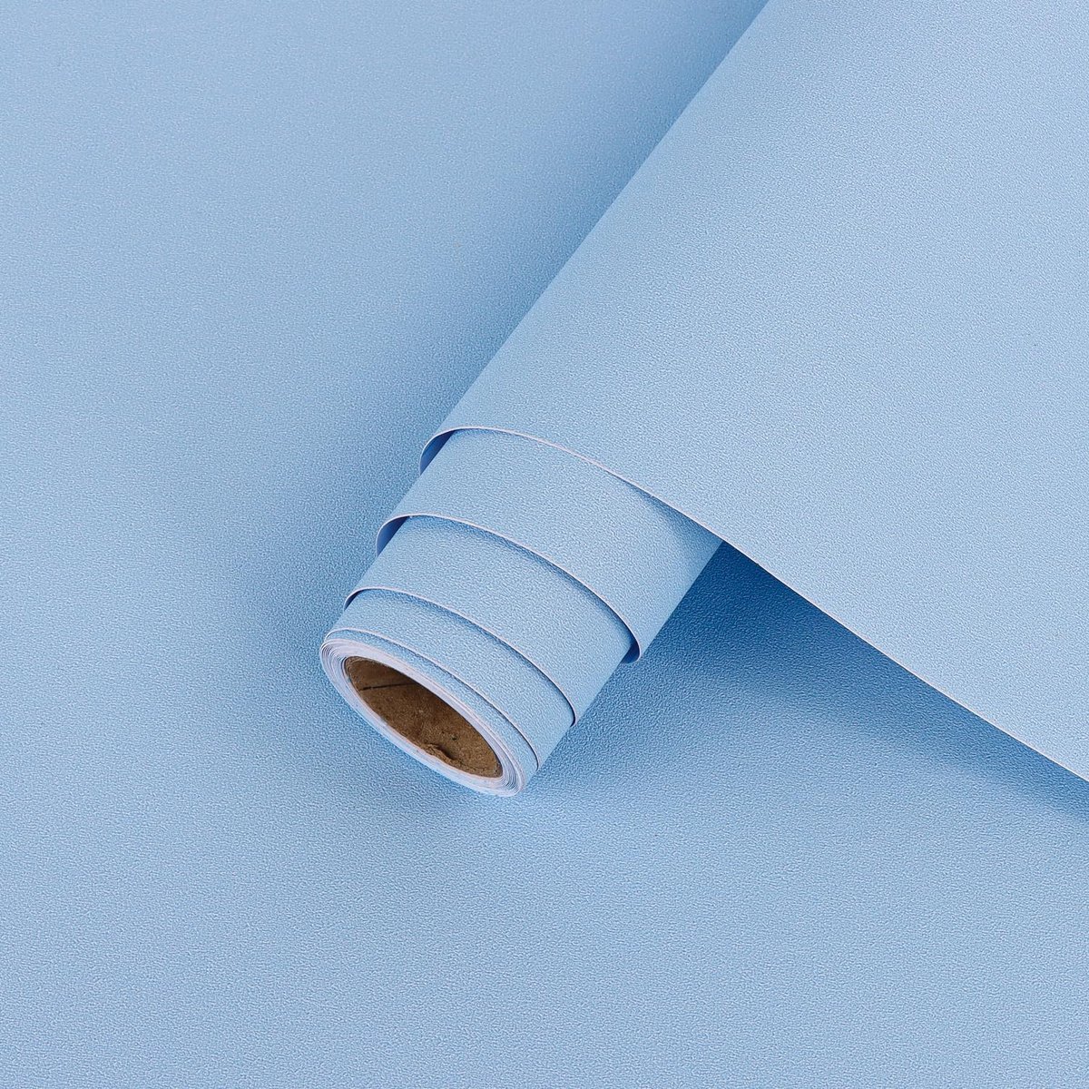 SnelShoppen - Zelfklevend Behang 44cmx3m Licht Blauw Mat voor Wanden, Effen Kleur Vinylfolie voor Meubels, Verwijderbaar en Waterdicht voor Kasten, Wo