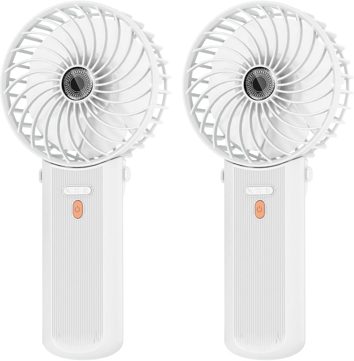 Mini Draagbare Ventilator, 2-delige USB Oplaadbare Handventilator met 4 Snelheden, 5,5–16 Uur Werktijd, 180° Opvouwbare Kleine en Stille Tafelventilator voor Thuis, Kantoor, Reizen – Wit