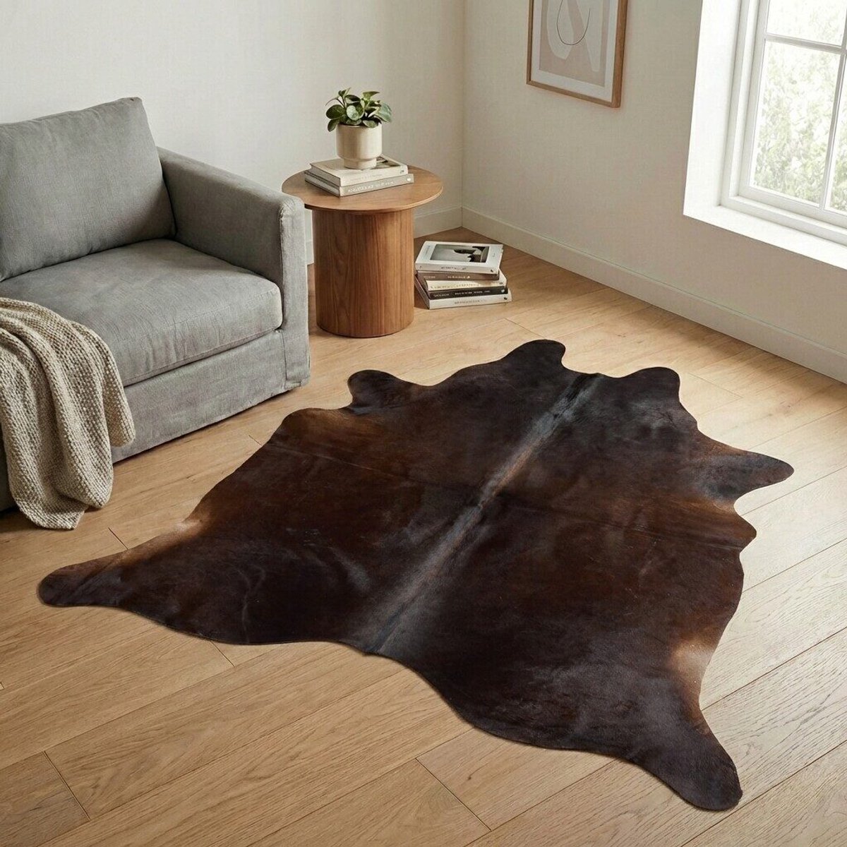 Koeienhuid Vloerkleed - Effen-solid - 208 x 187 cm - Koeienkleed / Koeienvel / Dierenvel / Dierenhuid / Koehuid Tapijt