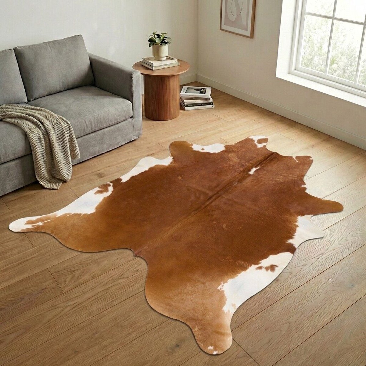 Koeienhuid Vloerkleed XXL (Extra Groot) - Bruin-wit - 248 x 227 cm - Koeienkleed / Koeienvel / Dierenvel / Dierenhuid / Koehuid Tapijt